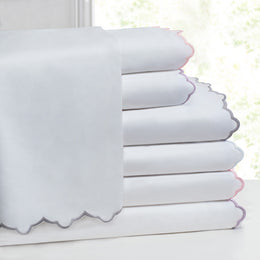 Pink Scalloped Embroidered Flat Sheet