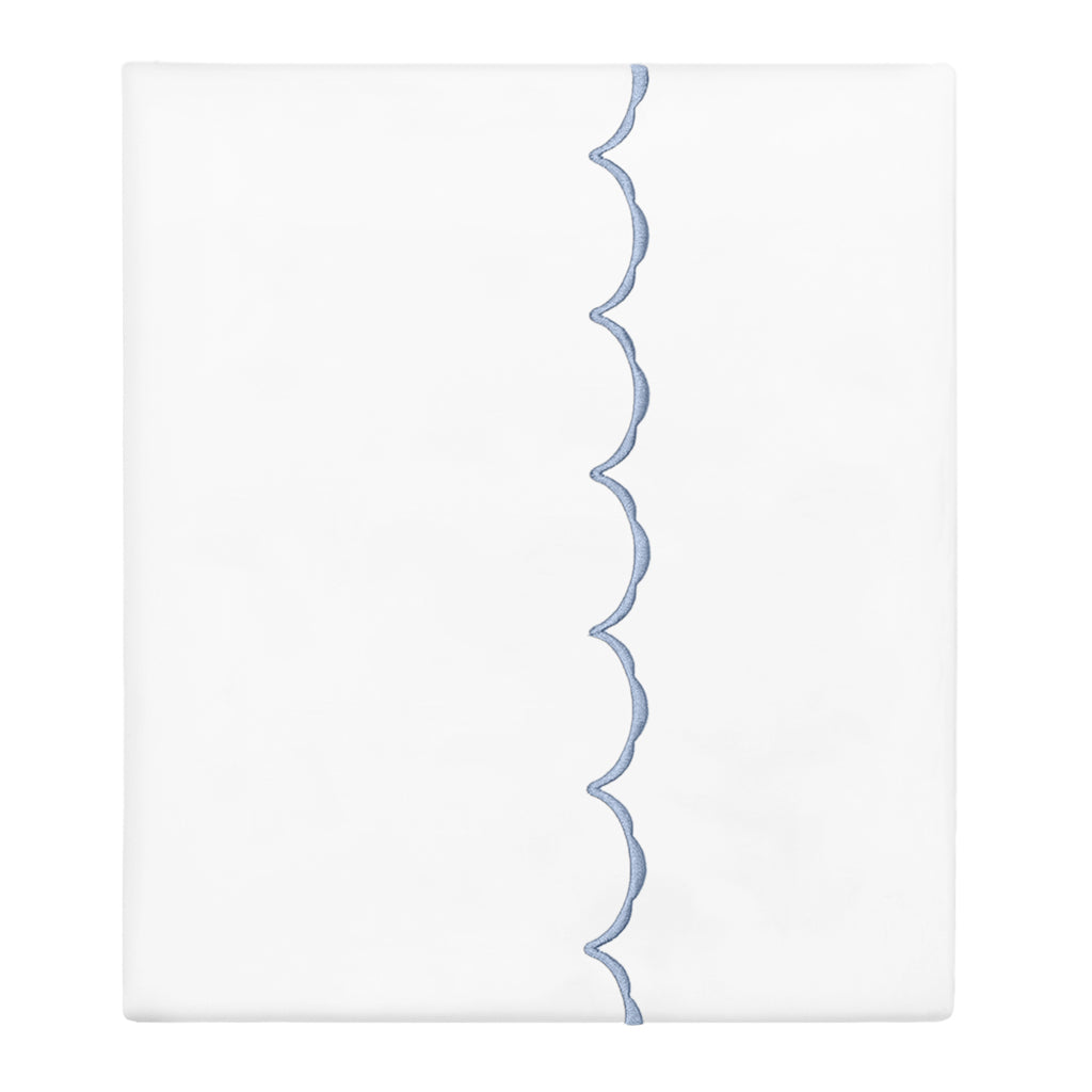 Cornflower Blue Wavelet Embroidered Flat Sheet