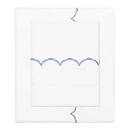 Cornflower Blue Wavelet Embroidered Flat Sheet