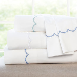 Porcelain Green Wavelet Embroidered Flat Sheet