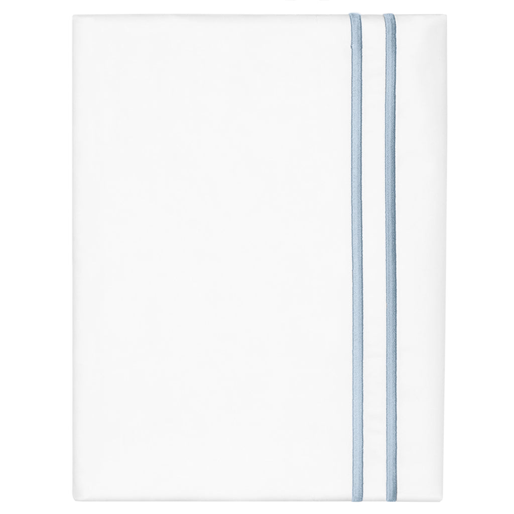 French Blue Lines Embroidered Pillowcase Pair