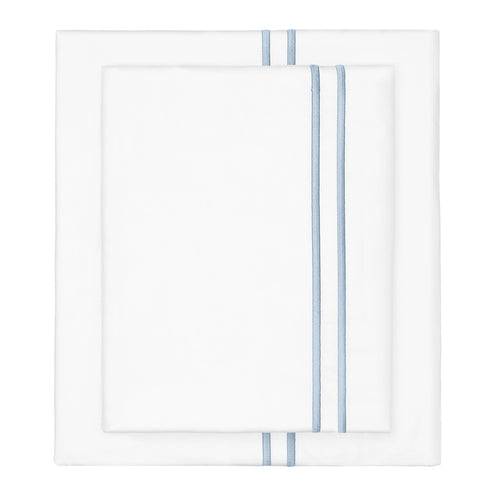 French Blue Lines Embroidered Sheet Set (Fitted, Flat, & Pillow Cases)