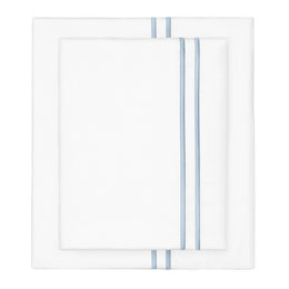 French Blue Lines Embroidered Pillowcase Pair