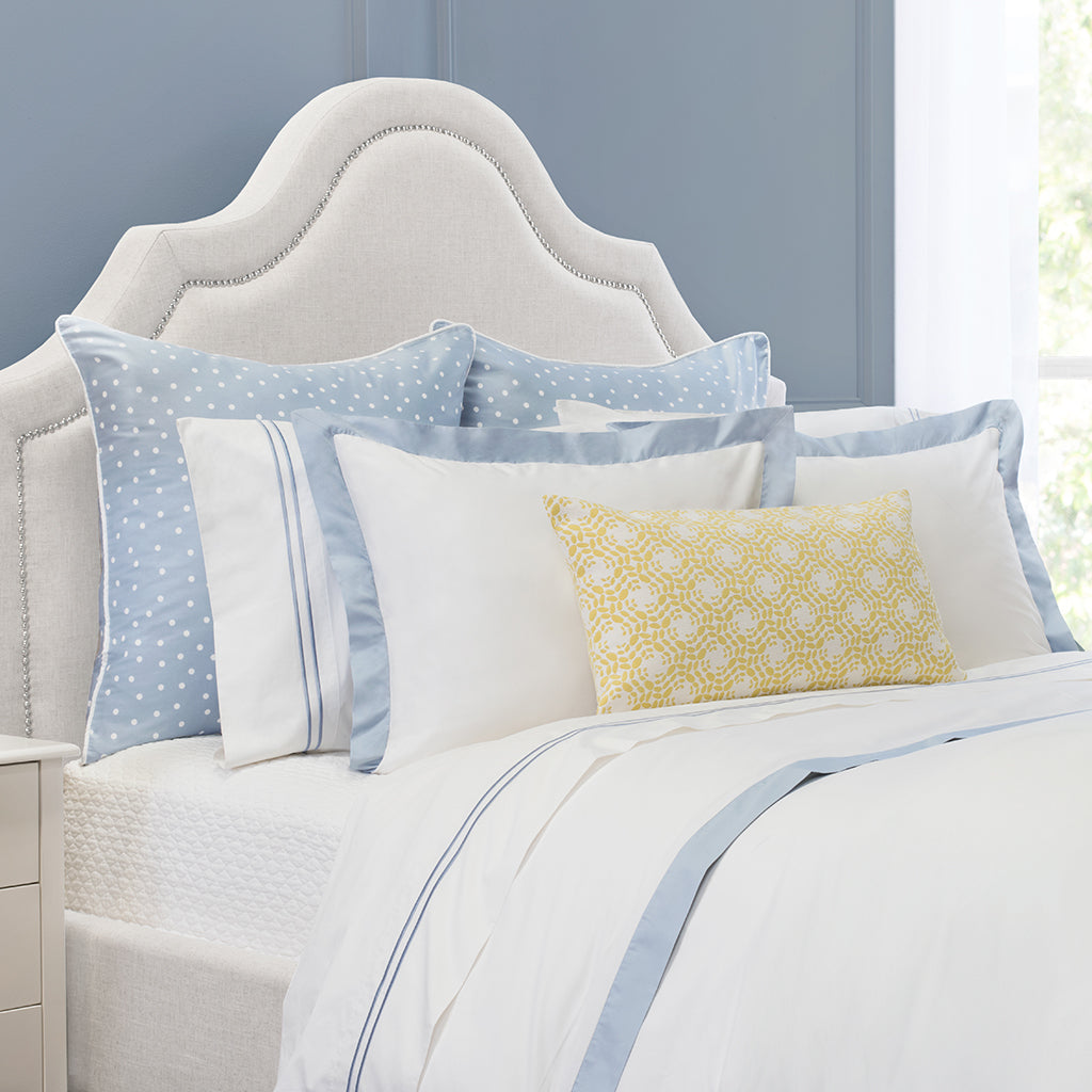 Bedroom inspiration and bedding decor | French Blue Linden Border Sham Pair Duvet Cover | Crane and Canopy