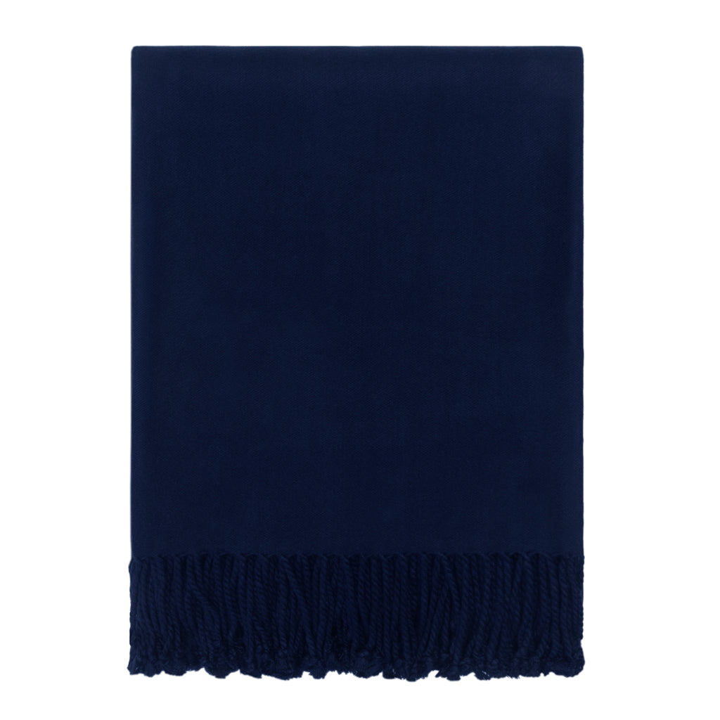 The Navy Blue Fringed Throw Blanket