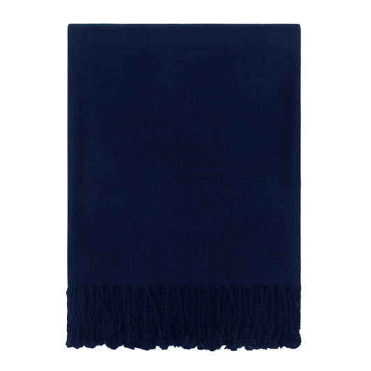 The Navy Blue Fringed Throw Blanket