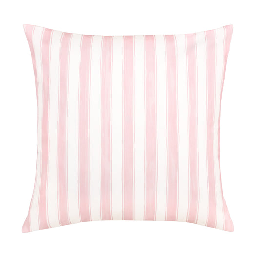 The Pink Seaside Watercolor Stripes Square Throw Pillow
