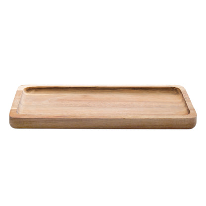 Acacia Wood and Glass Bath Accessories, Rectangle Tray