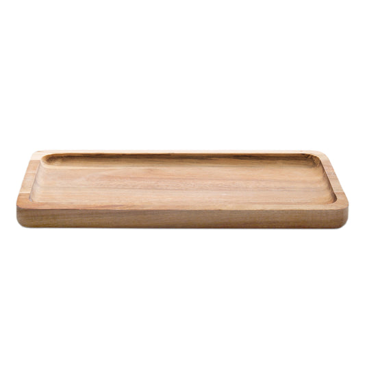 Acacia Wood and Glass Bath Accessories, Rectangle Tray