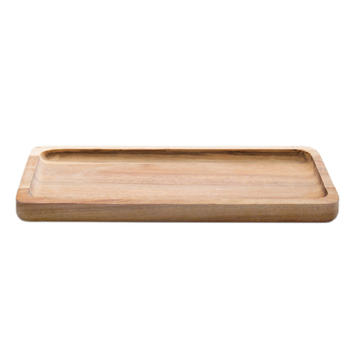 Acacia Wood and Glass Bath Accessories, Rectangle Tray
