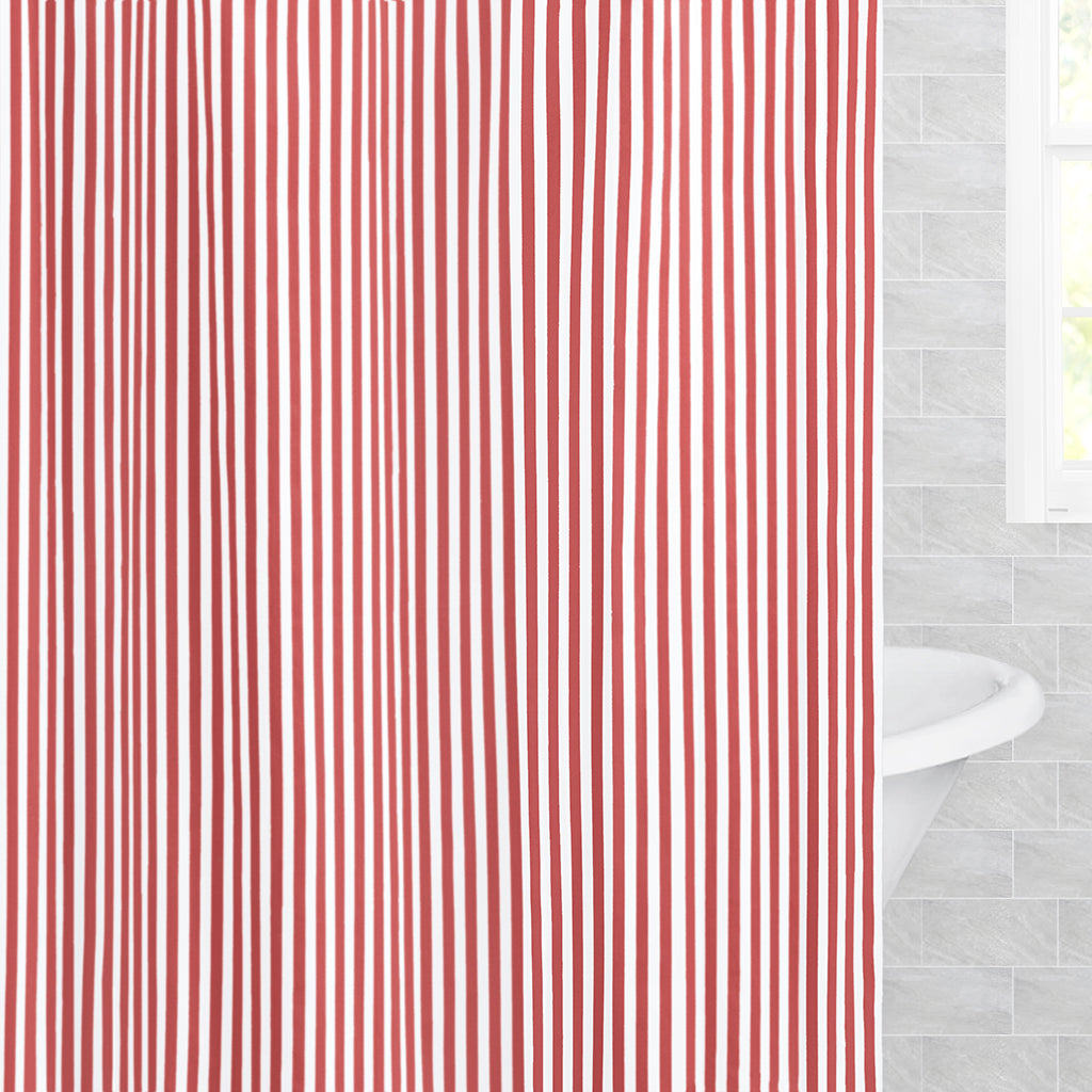 The Red Striped Shower Curtain