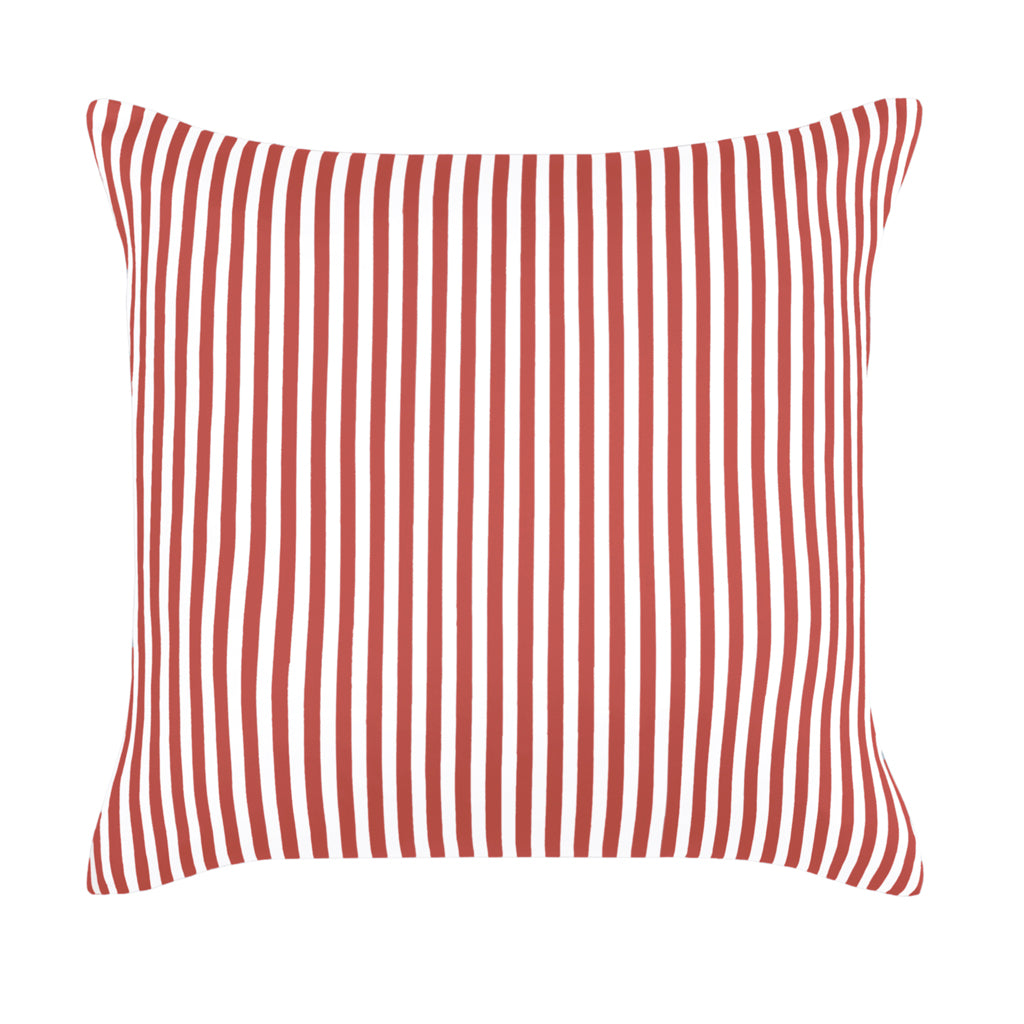 Red Striped Square Throw Pillow