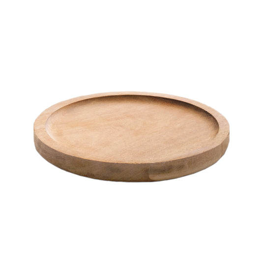 Acacia Wood and Glass Bath Accessories, Circular Tray