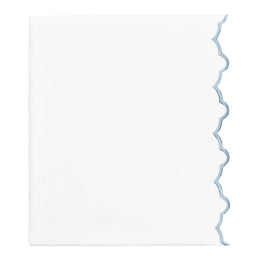 French Blue Scalloped Embroidered Flat Sheet