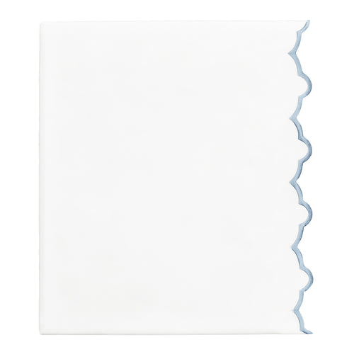 French Blue Scalloped Embroidered Flat Sheet