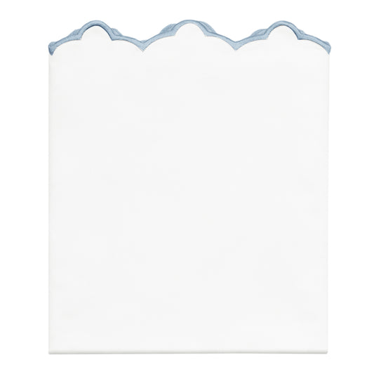 French Blue Scalloped Embroidered Pillowcase Pair