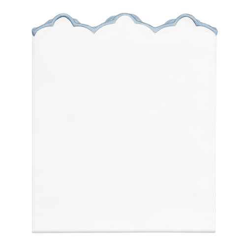 French Blue Scalloped Embroidered Pillowcase Pair