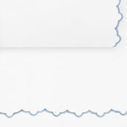French Blue Scalloped Embroidered Flat Sheet