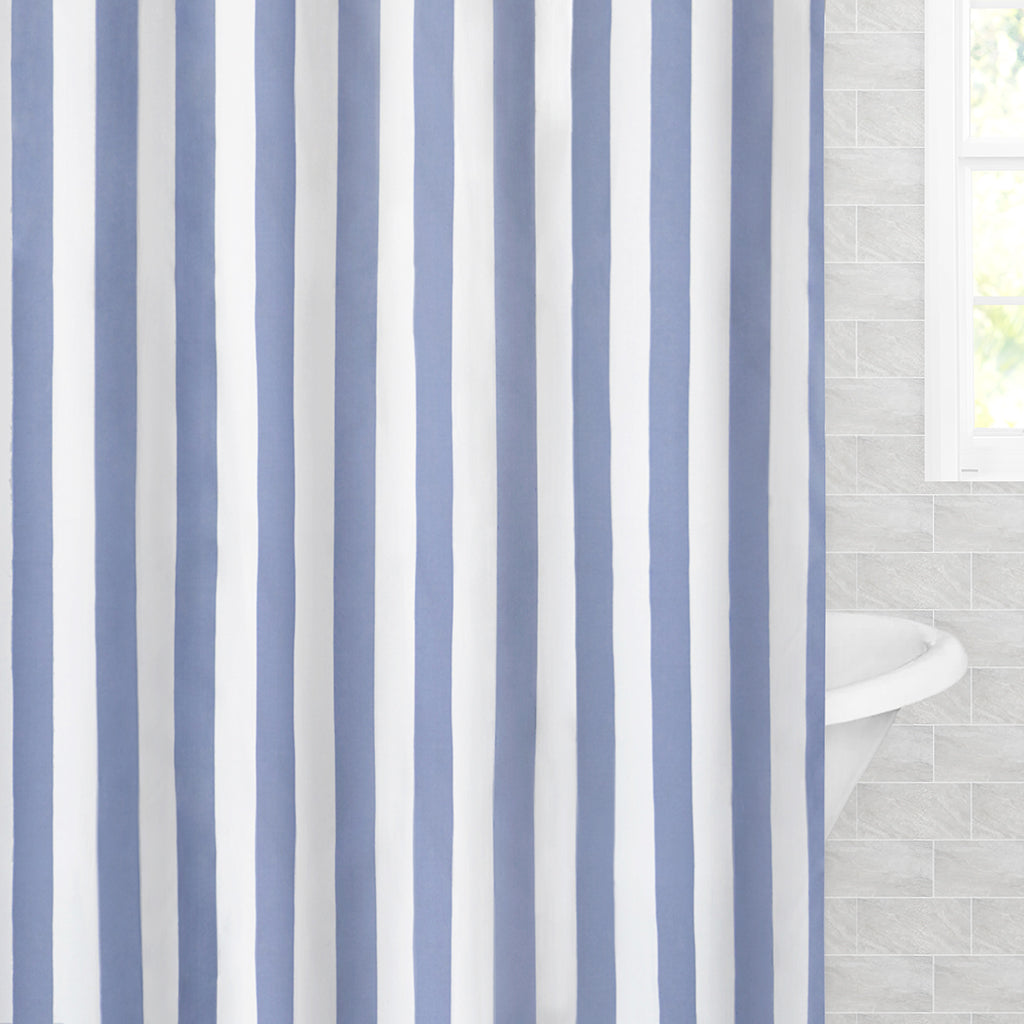 Bedroom inspiration and bedding decor | The Blue Sailor Striped Shower Curtain Duvet Cover | Crane and Canopy