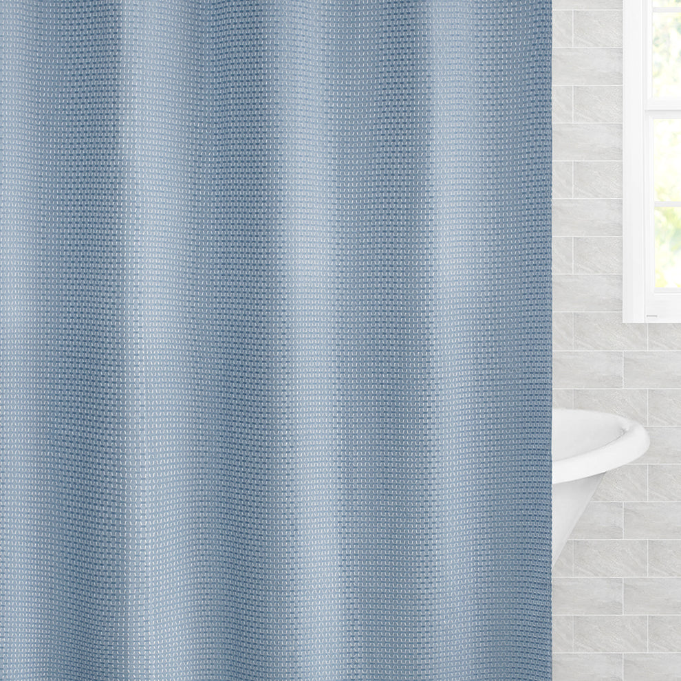 The Blue Stitched Hexagon Shower Curtain – Crane & Canopy