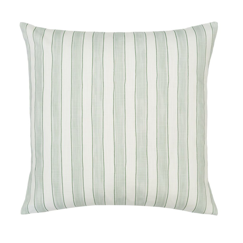 The Green Seaside Watercolor Stripes Square Throw Pillow