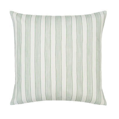 The Green Seaside Watercolor Stripes Square Throw Pillow
