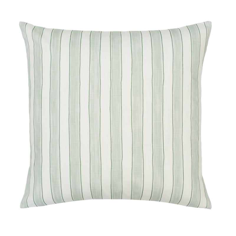 The Green Seaside Watercolor Stripes Square Throw Pillow