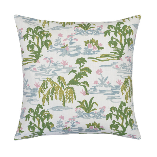 The Green and Pink Tranquility Square Throw Pillow