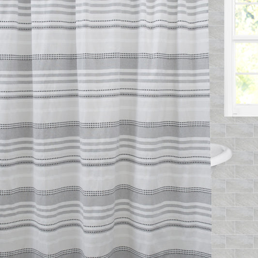 The Grey Dotted Stripe Shower Curtain