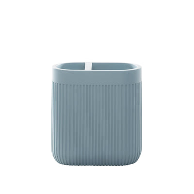 Modern Ribbed Blue Bath Accessories, Toothbrush Holder 