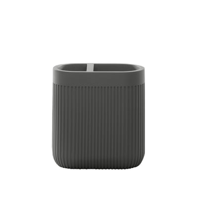 Modern Ribbed Grey Bath Accessories, Toothbrush Holder 