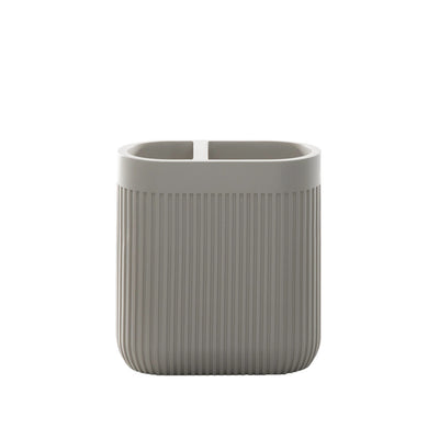 Modern Ribbed Taupe Bath Accessories, Toothbrush Holder 