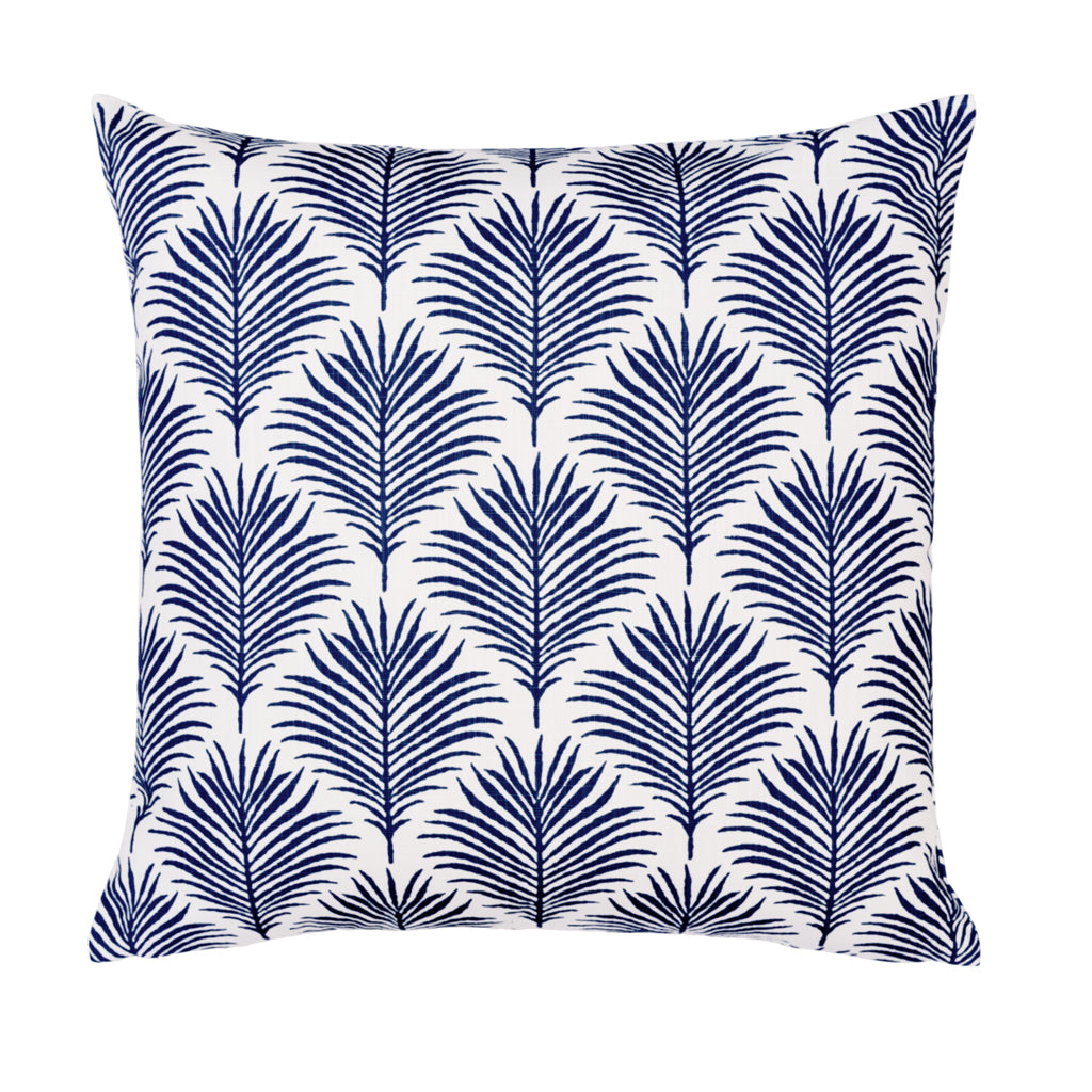 The Navy Seaside Palm Square Throw Pillow