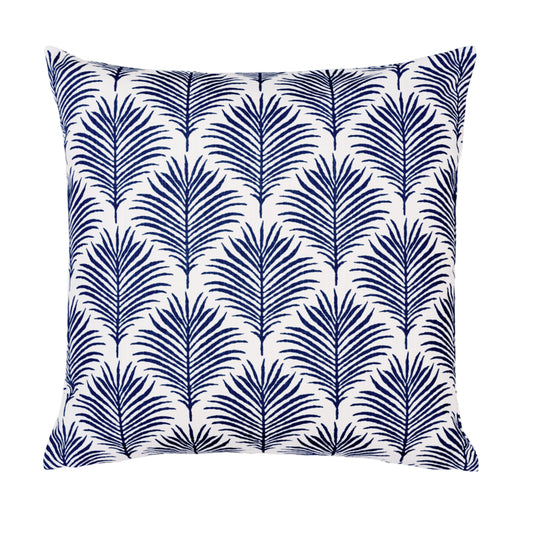 The Navy Seaside Palm Square Throw Pillow