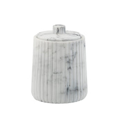 Ribbed Grey Marble Bath Accessories, Cotton Jar | Crane & Canopy