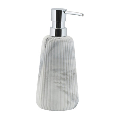 Ribbed Grey Marble Bath Accessories, Soap/Lotion Pump