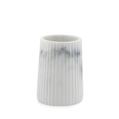 Ribbed Grey Marble Bath Accessories, Toothbrush Holder
