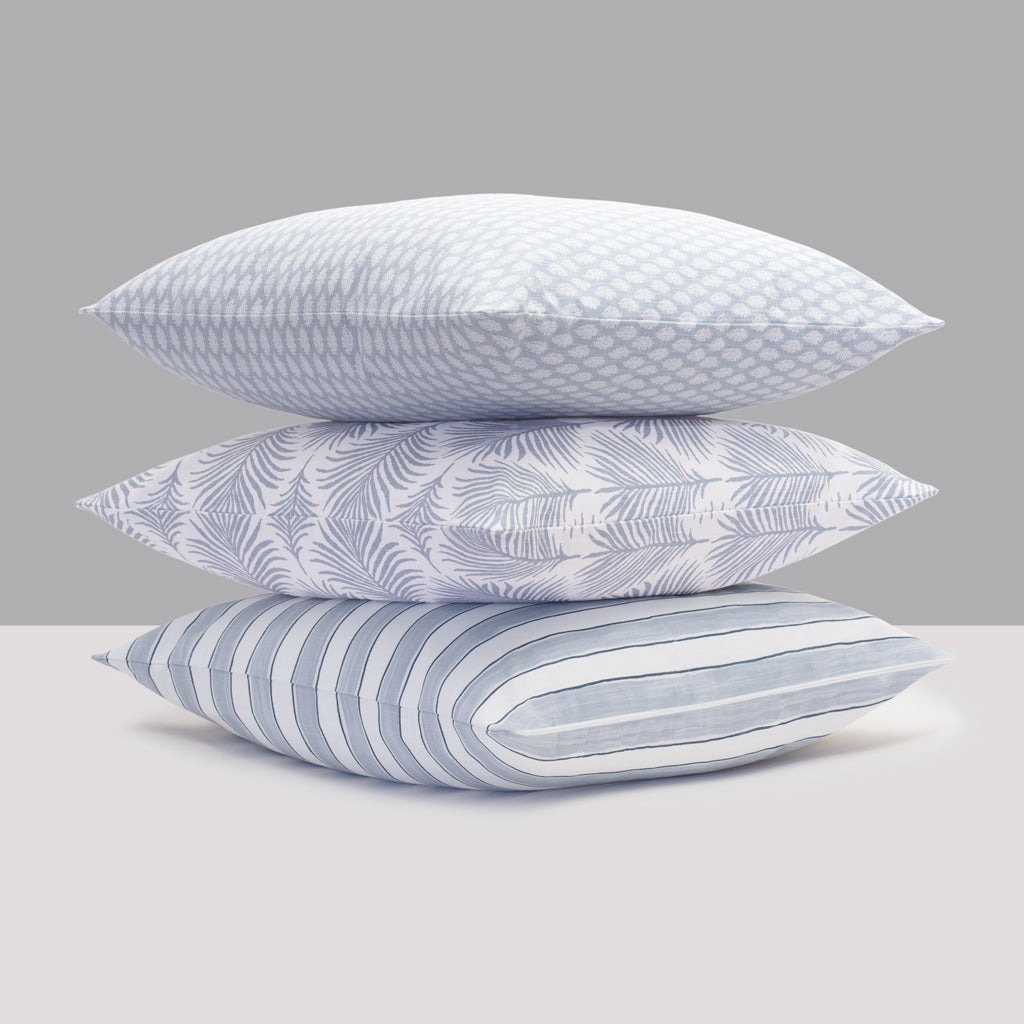 The Blue Seaside Palm Square Throw Pillow