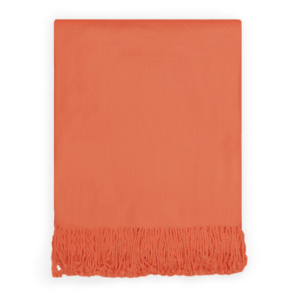 The Coral Orange Fringed Throw Blanket