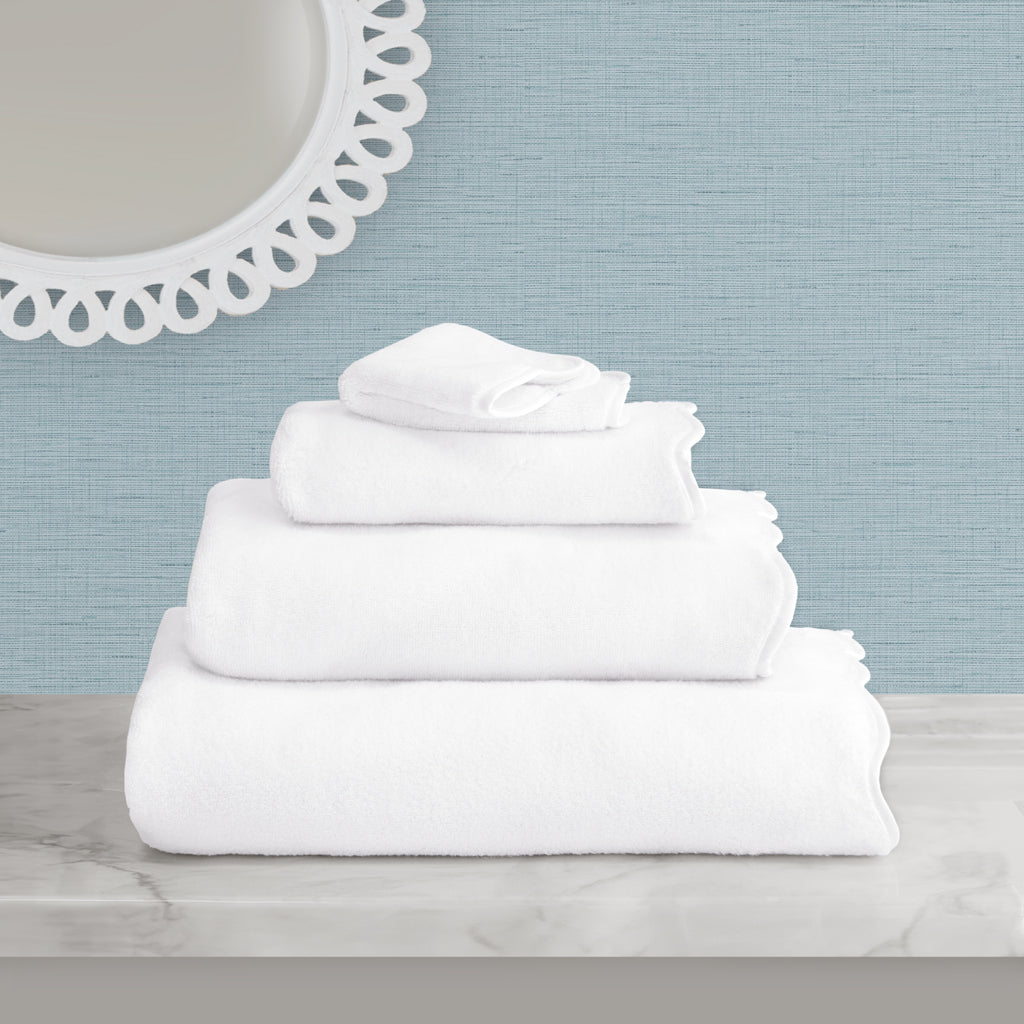 White Scalloped Plush White Washcloth