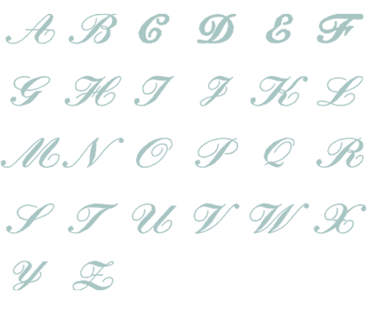 Image of all the letters in Heirloom