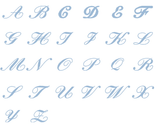 Image of all the letters in Heirloom
