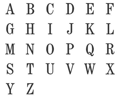 Image of all the letters in Traditional