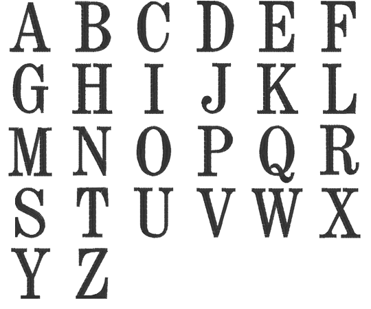 Image of all the letters in Traditional