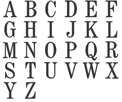 Image of all the letters in Traditional