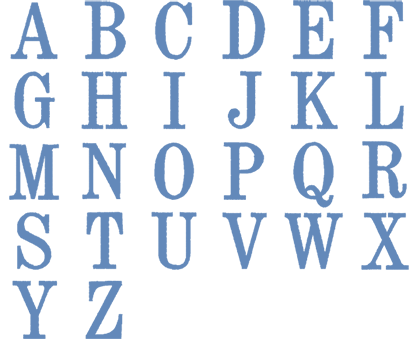 Image of all the letters in Traditional
