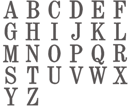 Image of all the letters in Traditional
