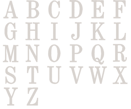 Image of all the letters in Traditional