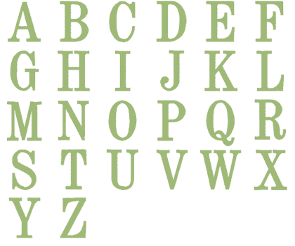 Image of all the letters in Traditional
