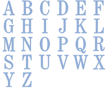 Image of all the letters in Traditional